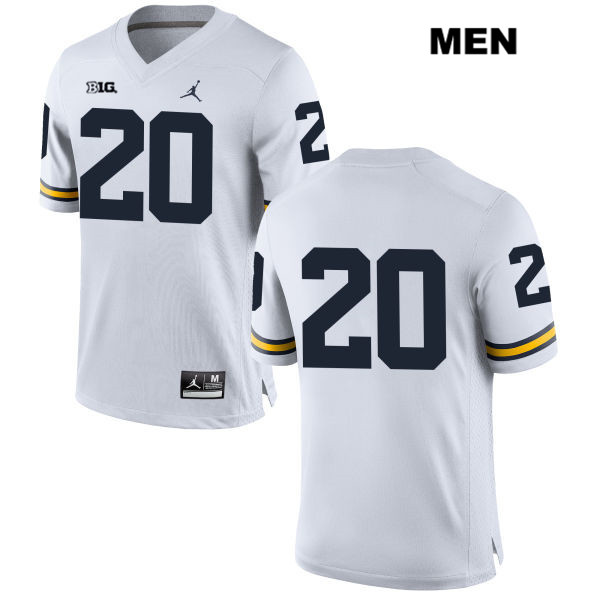 Men's NCAA Michigan Wolverines Matt Mitchell #20 No Name White Jordan Brand Authentic Stitched Football College Jersey HK25T30XK